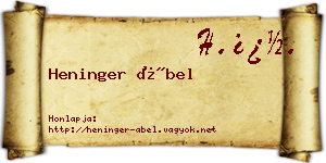 Heninger Ábel névjegykártya